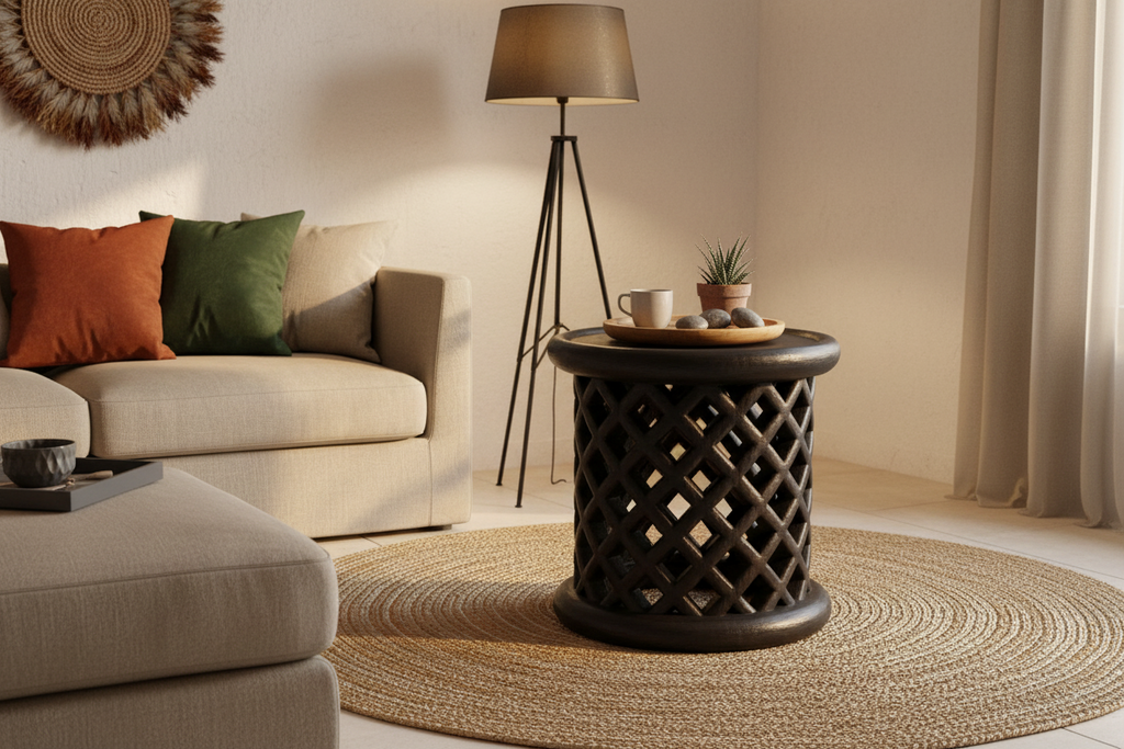 Bamileke stools| Coffee black tables for interior and outdoor decor| Living room African furnitures| Home decor side tables| Bird nest