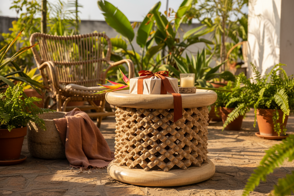 Bamileke stools set of 2 in brown| Coffee tables for interior and outdoor decor| African Living room furnitures| Home decor| Side tables|