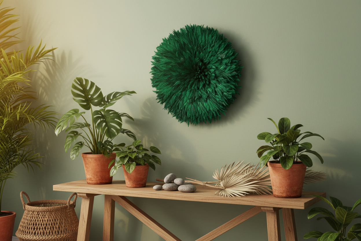 Forest Green juju hat| African handmade juju hat| Interior decor| Wall hangings| Boho decor
