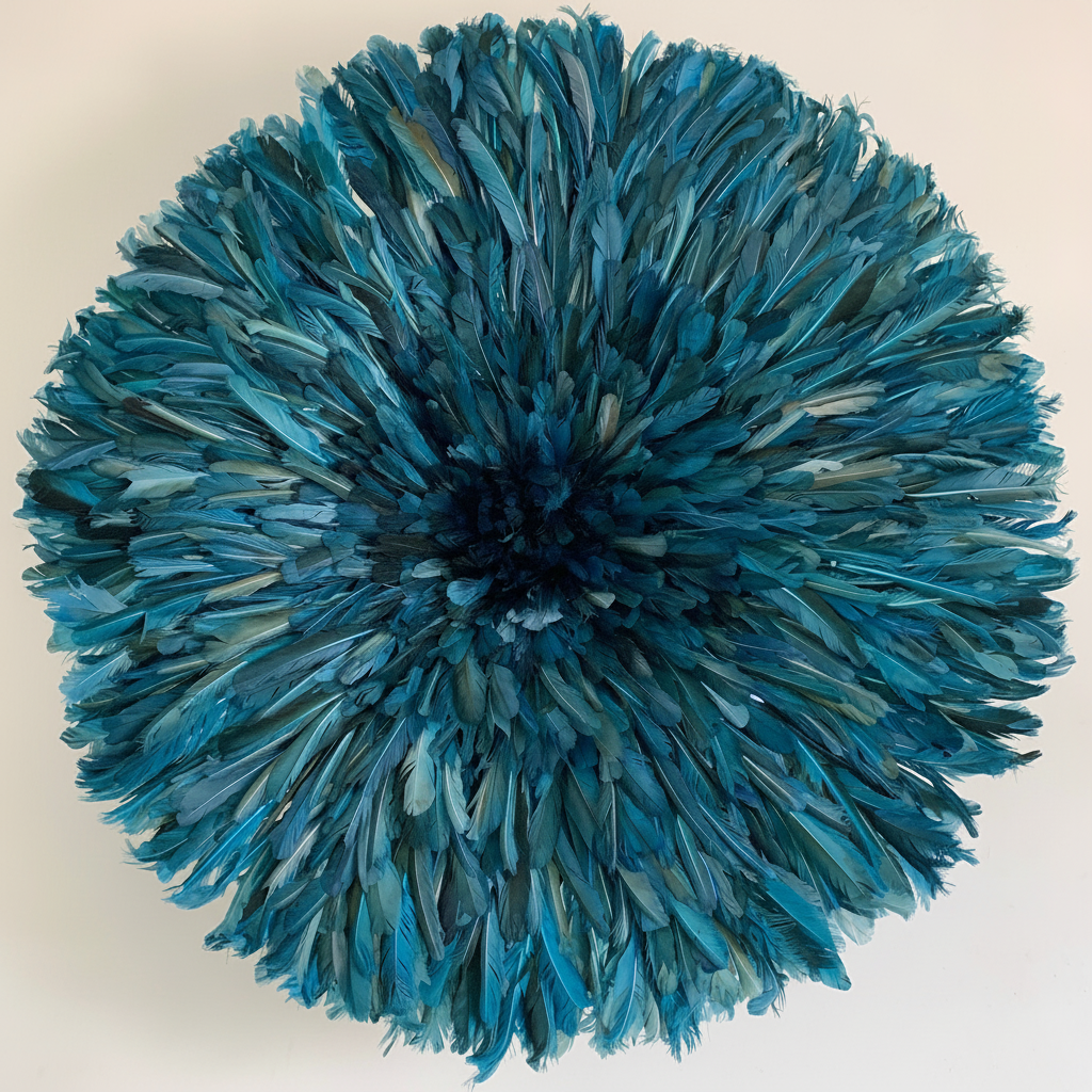 Juju hat Gasoline blue| Bamileke juju hat| Tan juju hat| Tyn hat| Interior decor| Wall decor| Wall hangings| Boho decor| African juju hat