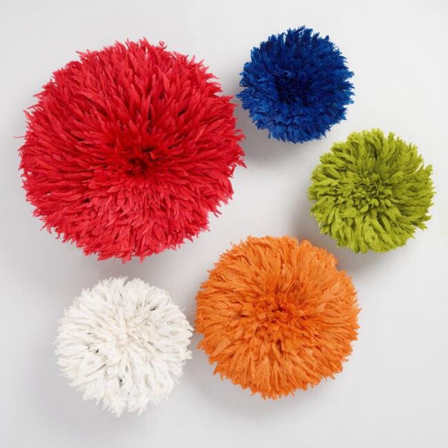 Juju hat set of 5 in white\blue\red\olive green\orange for home decor| African handmade juju hat| Wall hangings| Boho wall decor| Tyn hat