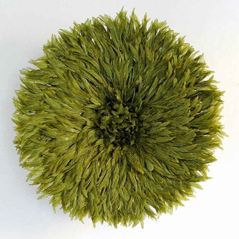 Juju hat Olive Green for interior decor and wall decor| Bamileke headdress| African handmade juju art| wall hangings| Home decor