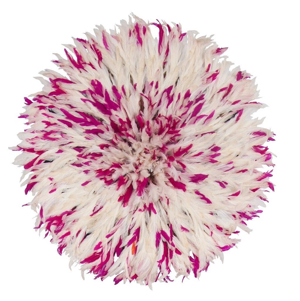 Juju hat white speckled fuchsia for home decor and wall hangings| Interior decor| African handmade juju art| bamileke headdress| ten hat