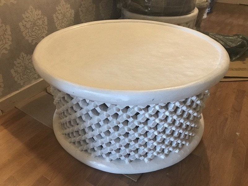 Bamileke stools in white| Coffee tables for interior and outdoor decor| Living room furnitures| Home decor side tables| Bird nest| African
