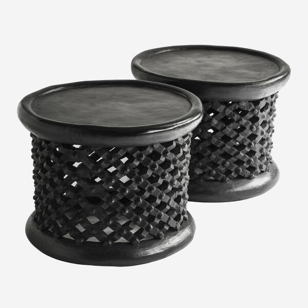 Bamileke stools in black| Coffee tables for interior and outdoor decor| Living room furnitures| Home decor| Side tables| African furniture