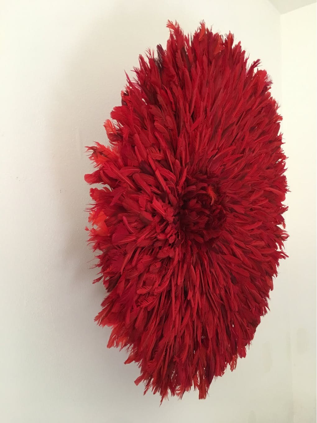Dark Red juju hat for wall decor and wall hangings| African handmade juju hat| Interior decor| Tyn hat