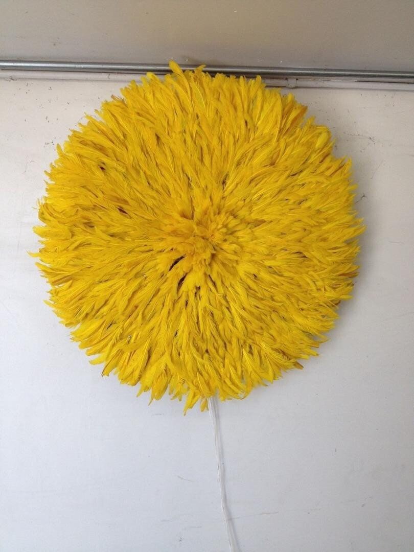 Yellow juju hat| African juju hat| Bamileke headdress| Tyn hat| wall decorations and wall hangings