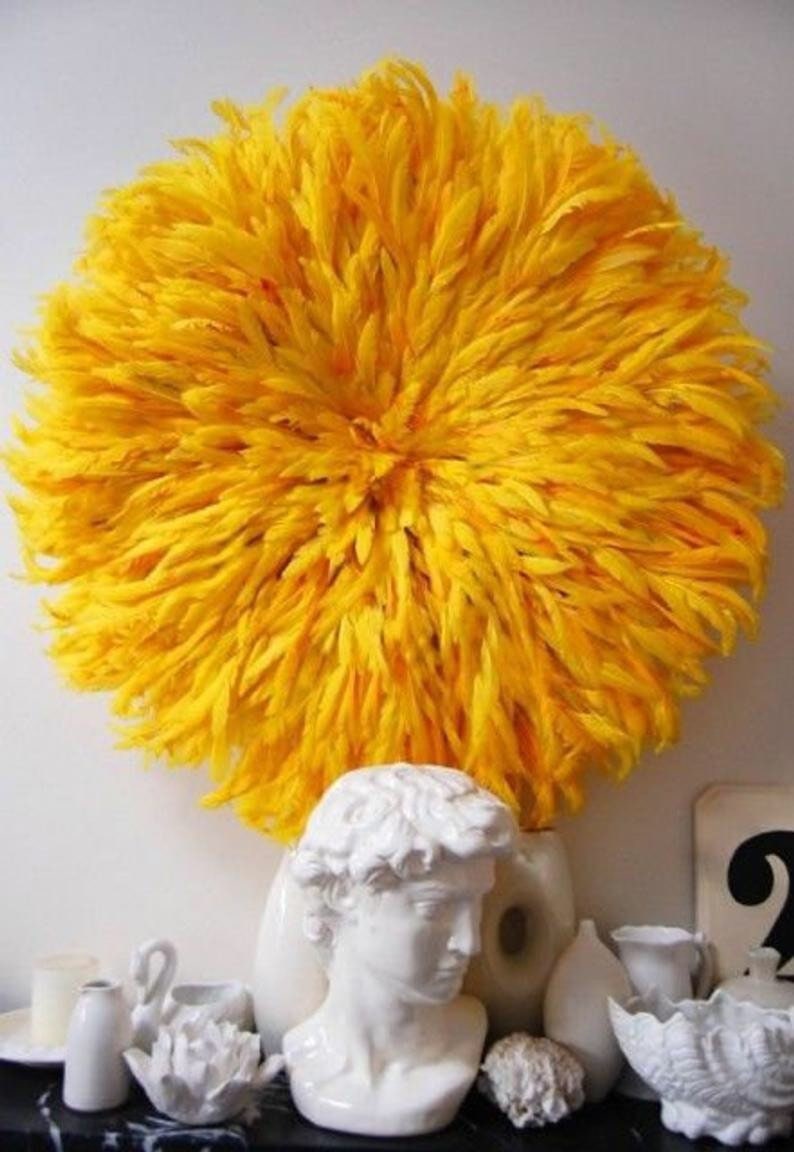 Yellow juju hat| African juju hat| Bamileke headdress| Tyn hat| wall decorations and wall hangings