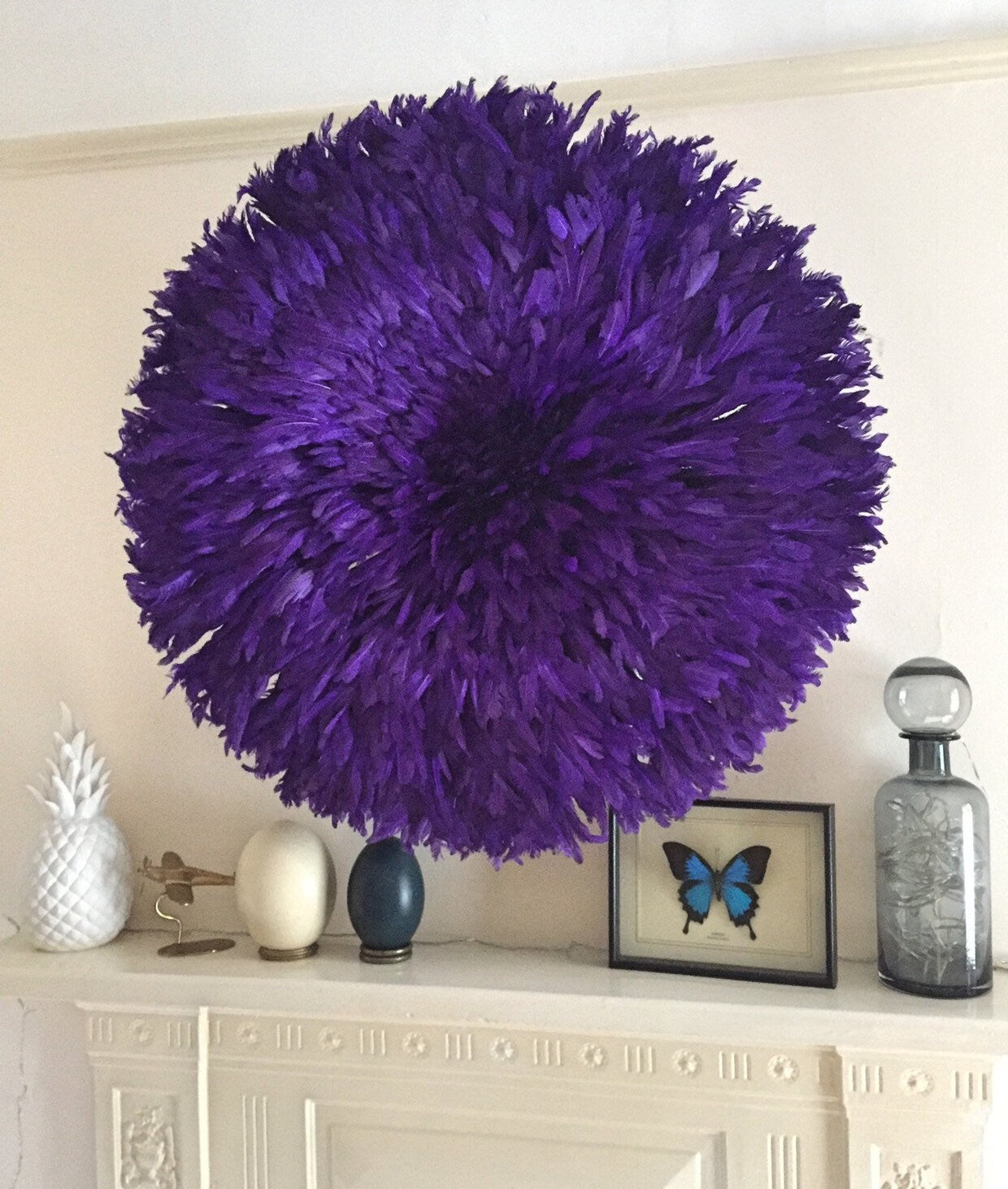 Juju hat Purple for wall hangings and wall decor| Bamileke juju hat| Handmade African juju Art| home decor| Wall art