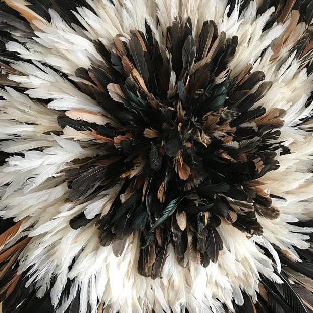 Natural black and white juju hat for wall hangings and interior decor| Bamileke headdress| Tyn hat| Boho decor