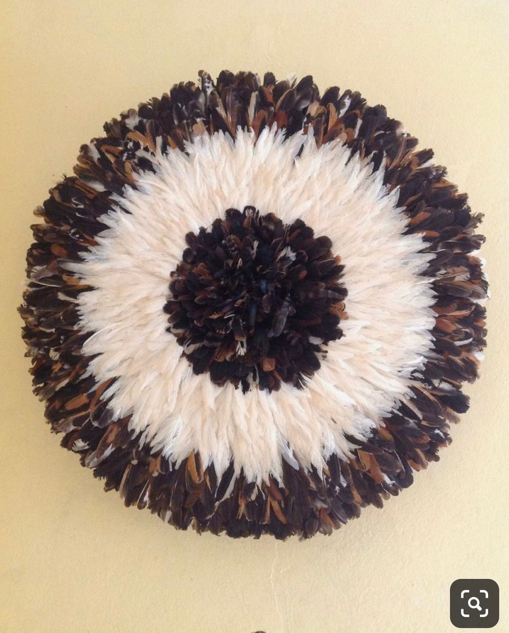 Natural black and white juju hat for wall hangings and interior decor| Bamileke headdress| Tyn hat| Boho decor