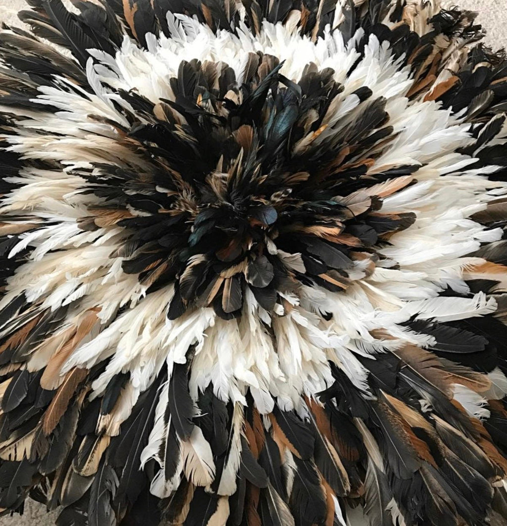 Natural black and white juju hat for wall hangings and interior decor| Bamileke headdress| Tyn hat| Boho decor