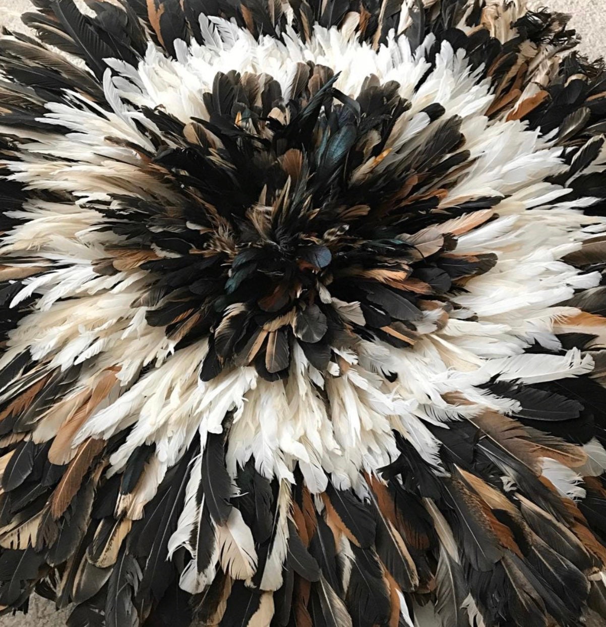 Natural black and white juju hat for wall hangings and interior decor| Bamileke headdress| Tyn hat| Boho decor