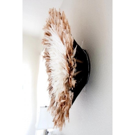 Juju hat tan and white center| handmade bamileke juju hat from Cameroon| Interior decor| Wall hangings| Boho decor| wall decor| Juju art