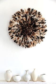 Natural juju hat\ Wall hangings| Cameroon juju hat\ Tan juju hat\ natural black feathers juju hat| Tyn hat for wall decor
