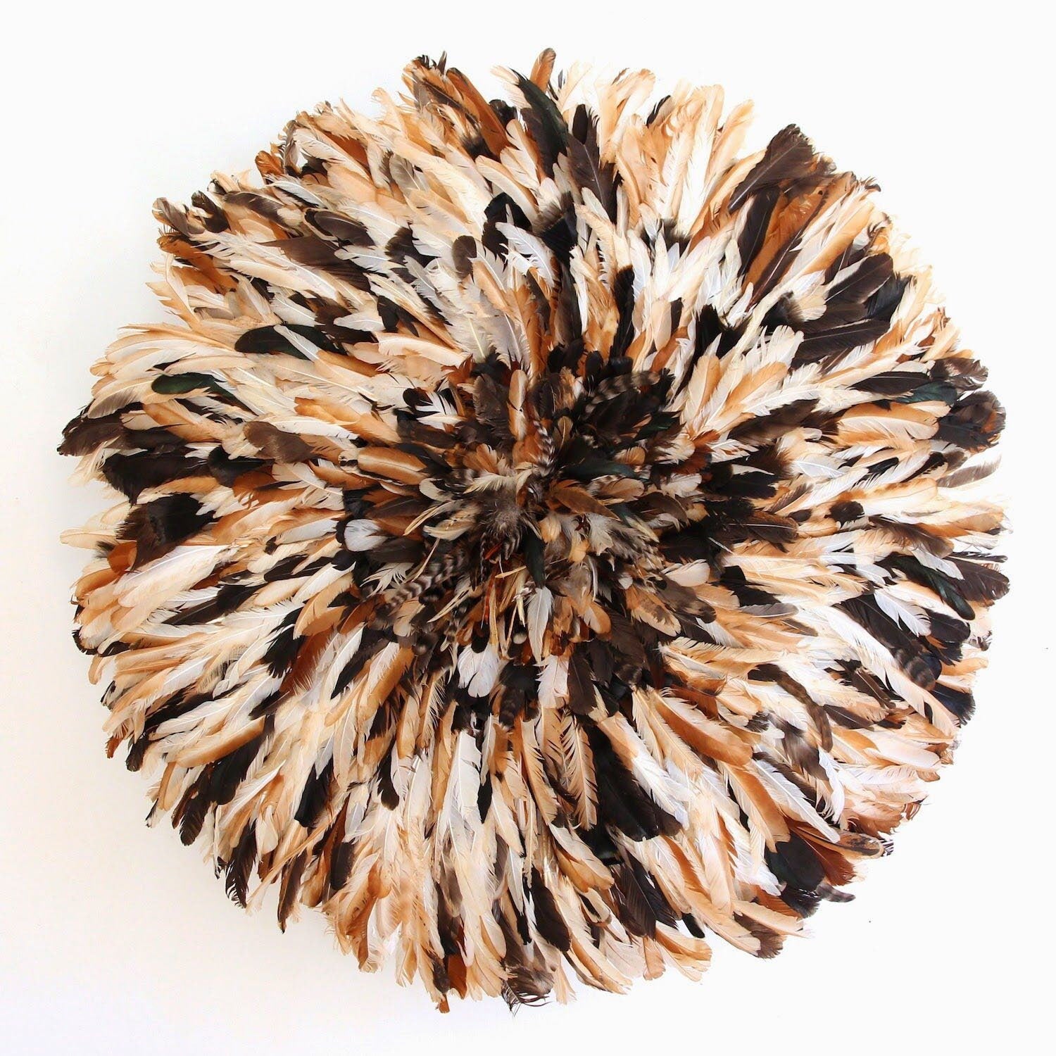 Natural juju hat\ Wall hangings| Cameroon juju hat\ Tan juju hat\ natural black feathers juju hat| Tyn hat for wall decor