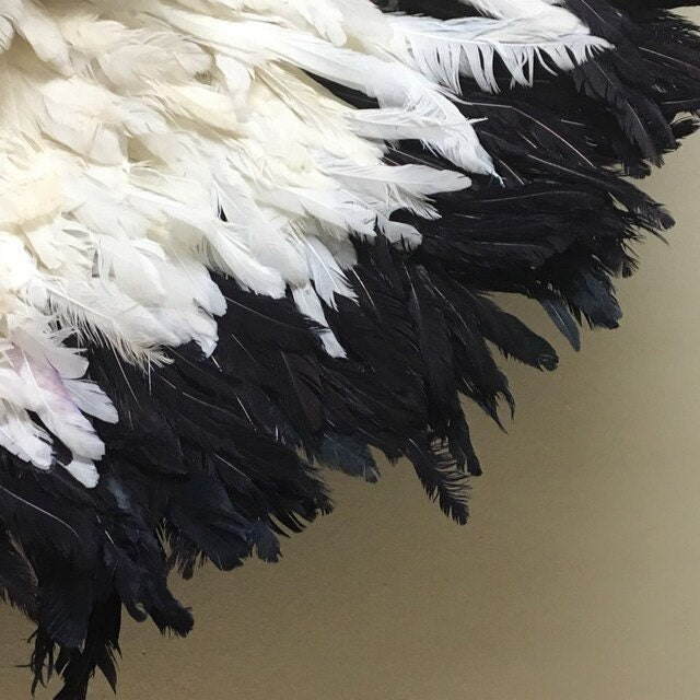 Black edges and White centre juju hat for home decor and wall hangings| Boho wall decor| Handmade Bamileke juju hat