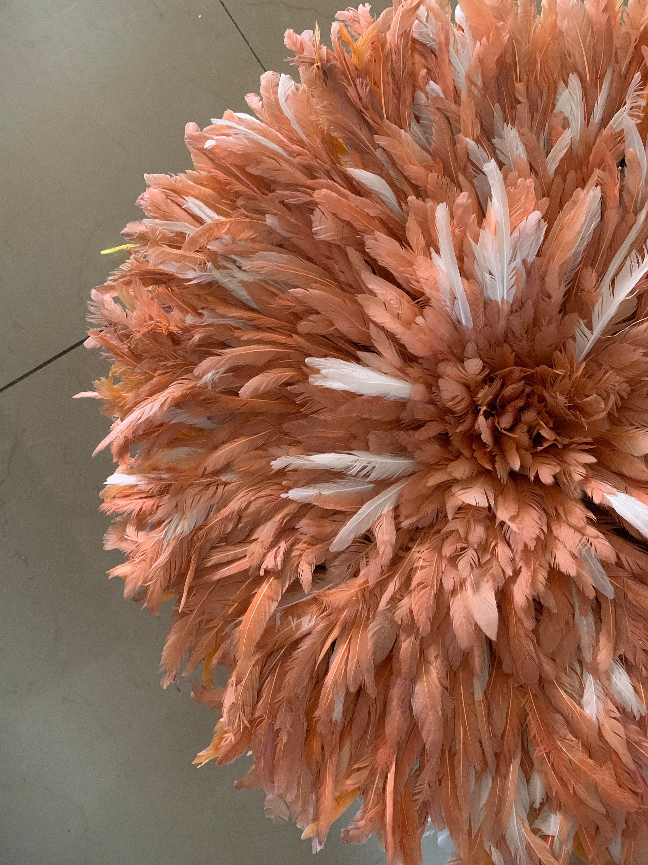 Juju hat Peach sperkled white| Bamileke juju hat| cream juju hat| Interior decor| Wall decor| Wall hangings| Boho decor| African juju hat