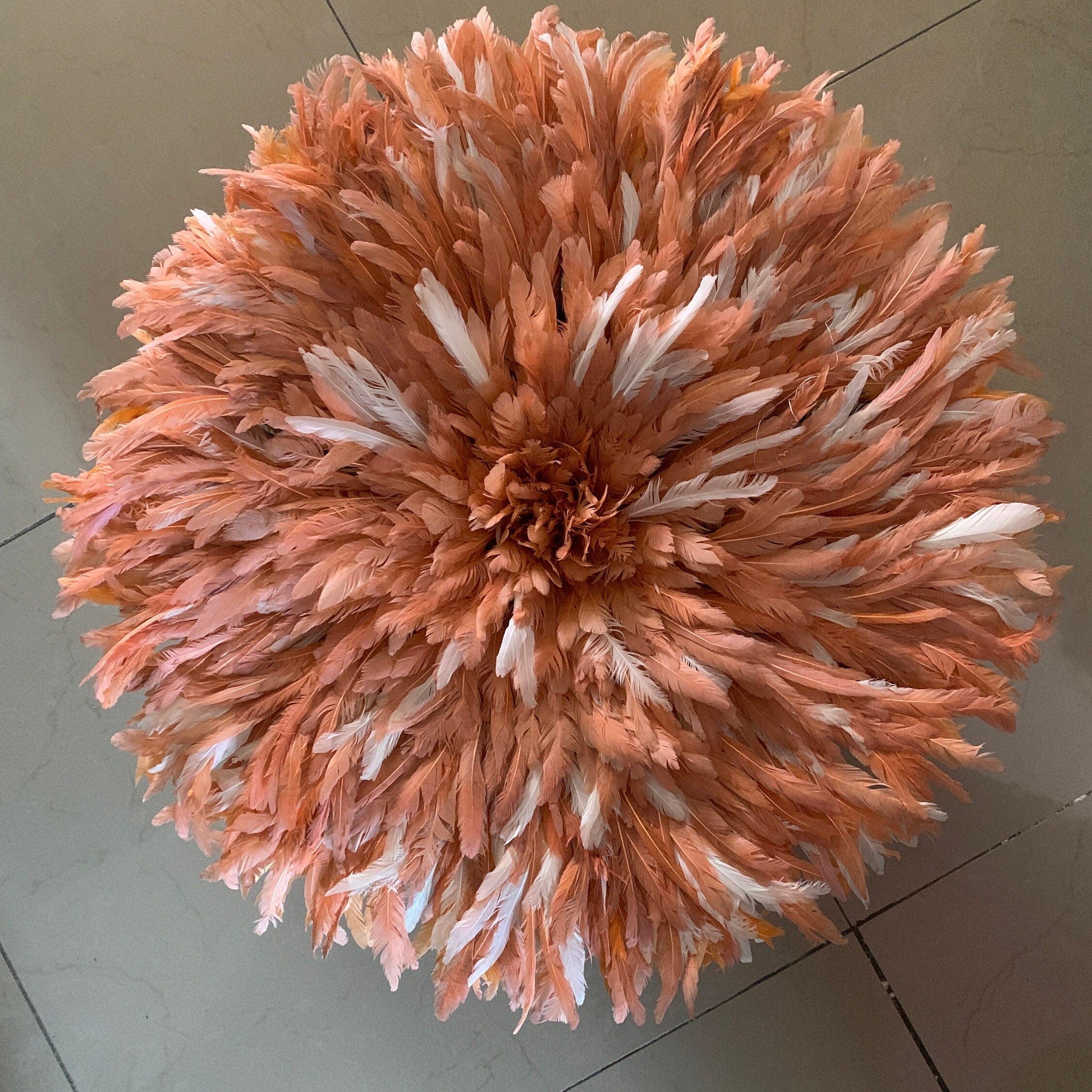 Juju hat Peach sperkled white| Bamileke juju hat| cream juju hat| Interior decor| Wall decor| Wall hangings| Boho decor| African juju hat