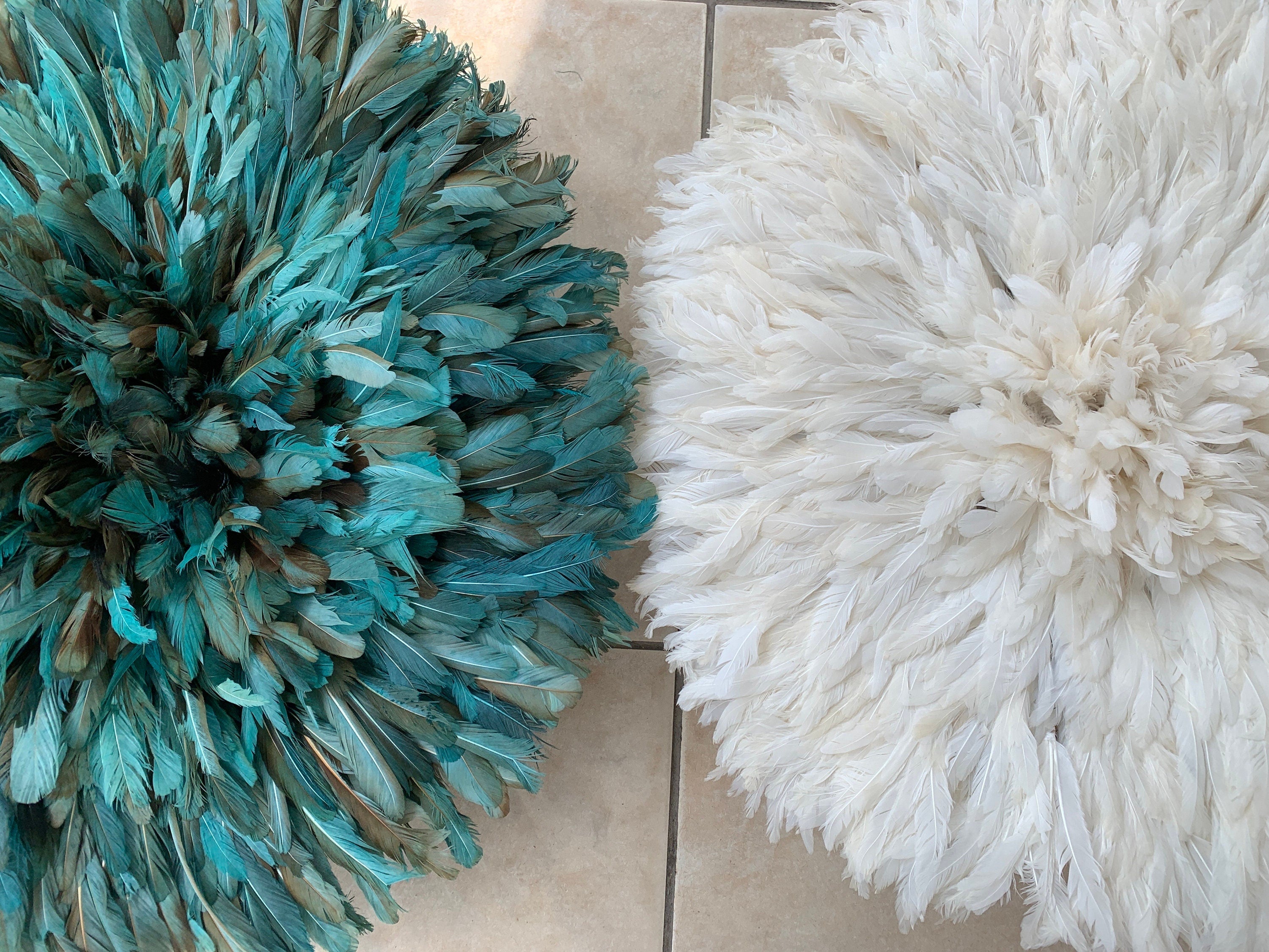 Petrol Green & Ivory Bamileke Juju Hat – Handmade African Wall Decor