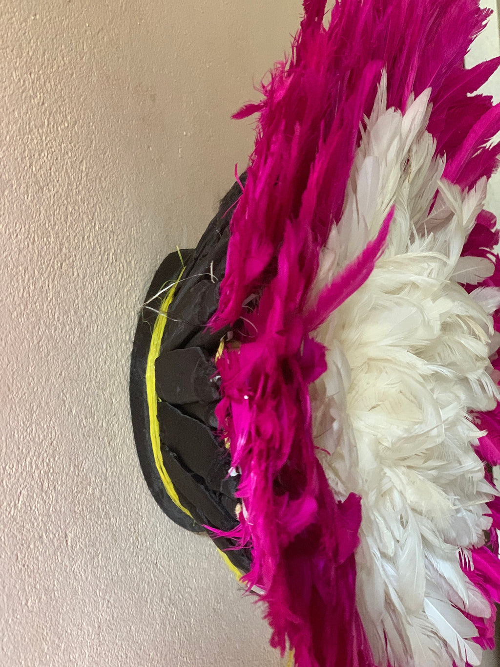 Juju hat set of hot pink/fuchsia and white| Bamileke juju hat| Interior decor| Wall decor| Wall hangings| Boho decor| African juju Art