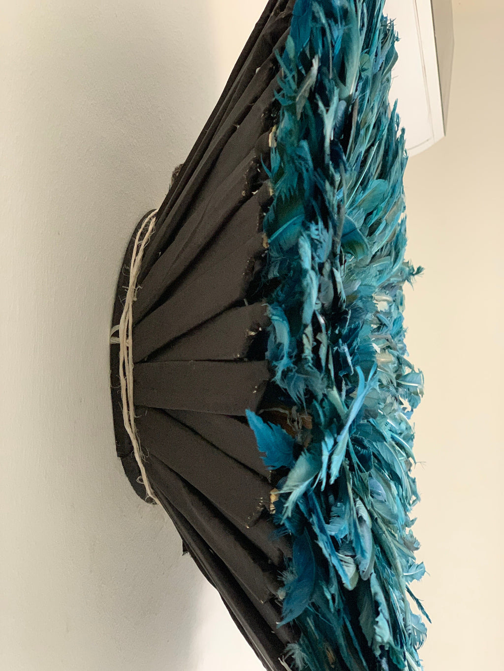 Juju hat Gasoline blue| Bamileke juju hat| Tan juju hat| Tyn hat| Interior decor| Wall decor| Wall hangings| Boho decor| African juju hat
