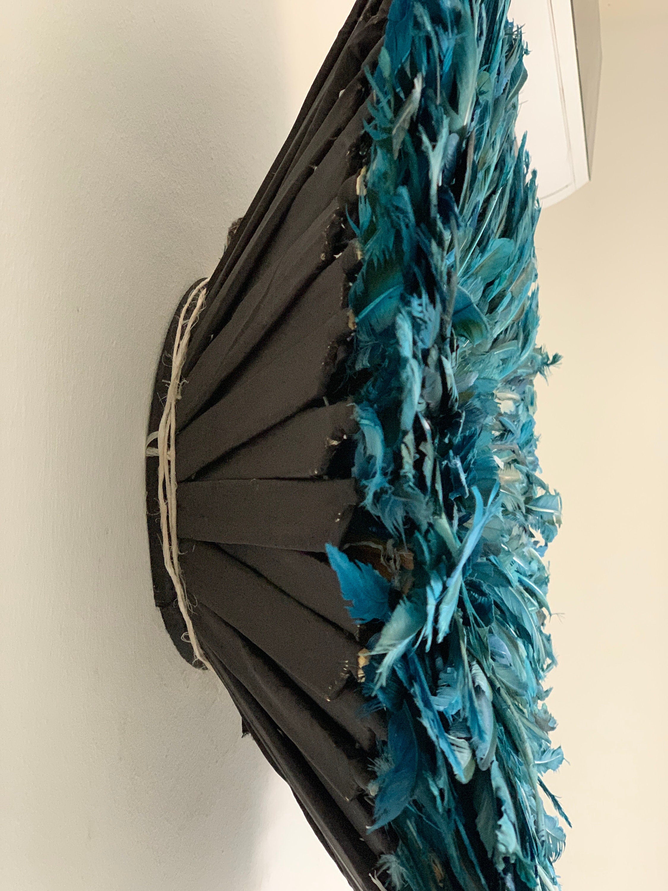 Juju hat Gasoline blue| Bamileke juju hat| Tan juju hat| Tyn hat| Interior decor| Wall decor| Wall hangings| Boho decor| African juju hat