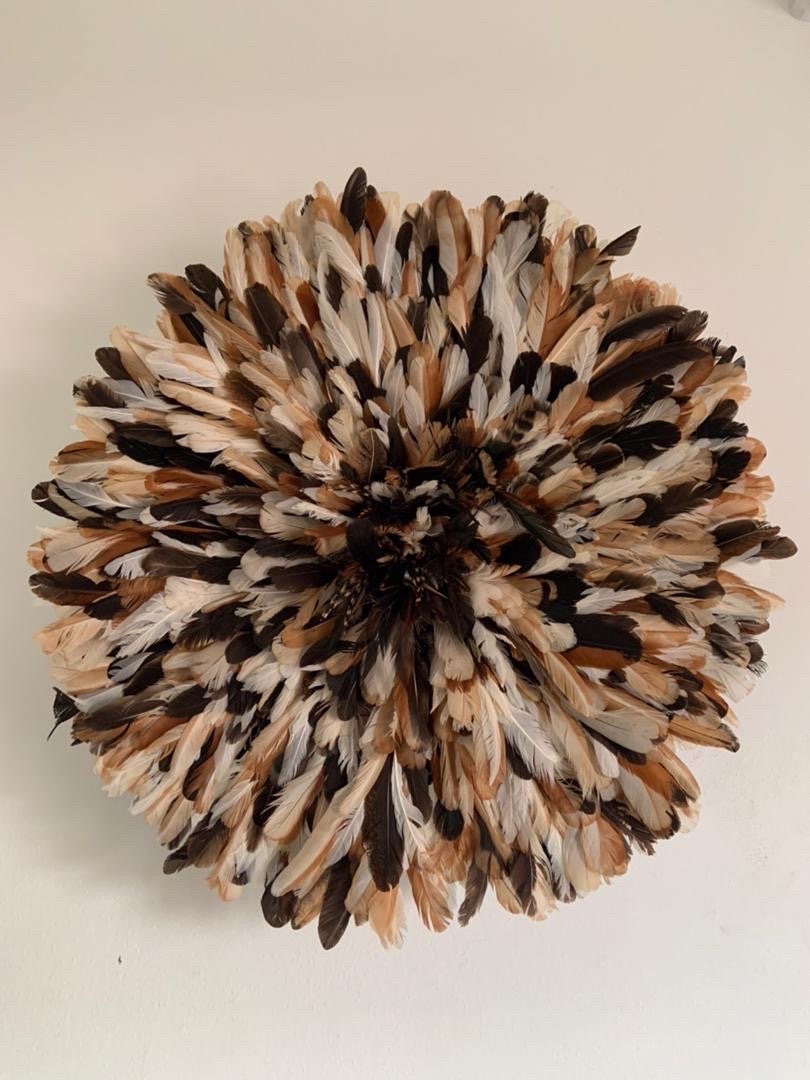 Natural juju hat\ Wall hangings| Cameroon juju hat\ Tan juju hat\ natural black feathers juju hat| Tyn hat for wall decor