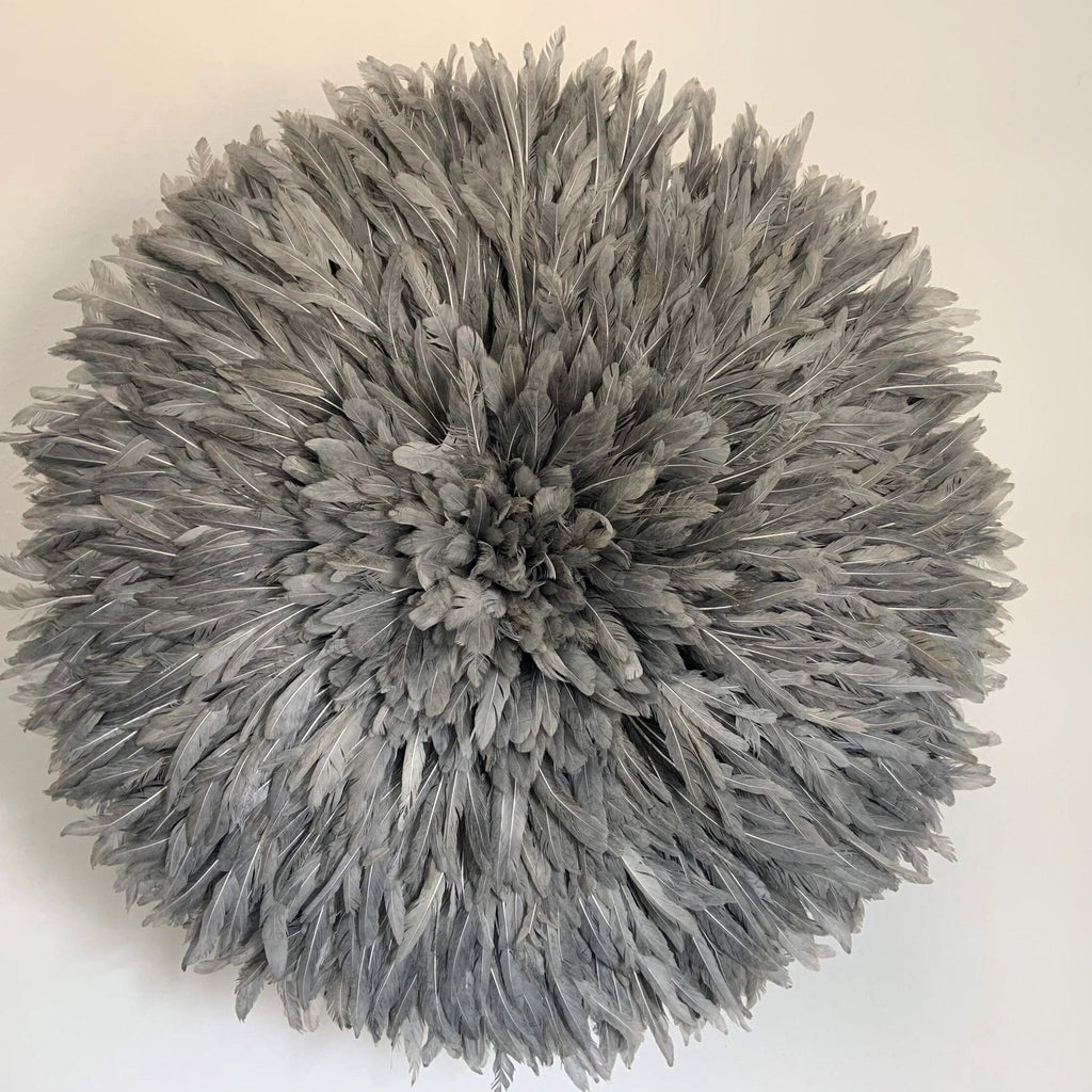 Juju hat gray| African handmade juju hat| boho living room style| Bamileke headdress| Home Wall decor| hangings| Juju art| feather mandala