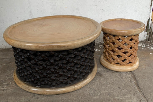Bamileke stools Set of 2| Coffee tables for interior and outdoor decor| Living room African furnitures| Home decor side end tables| Birdnest