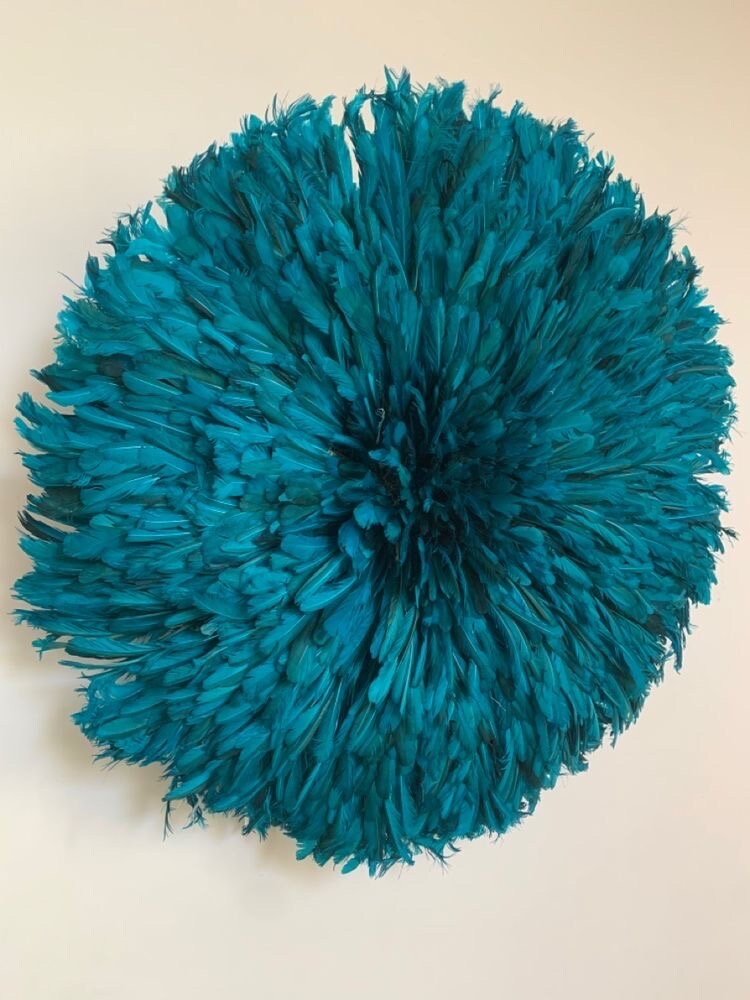 Teal juju hat| African juju hat wall decor| Boho wall decor| Handmade Bamileke juju hat| Wall hangings| Tyn hat