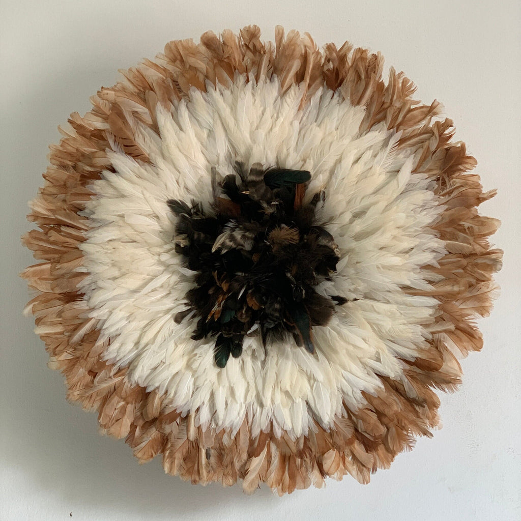 Juju hat tan, white, natural black| Bamileke headdress| Tyn hat| African Interior decor| Boho Wall hangings| feather mandala| Afrohemian