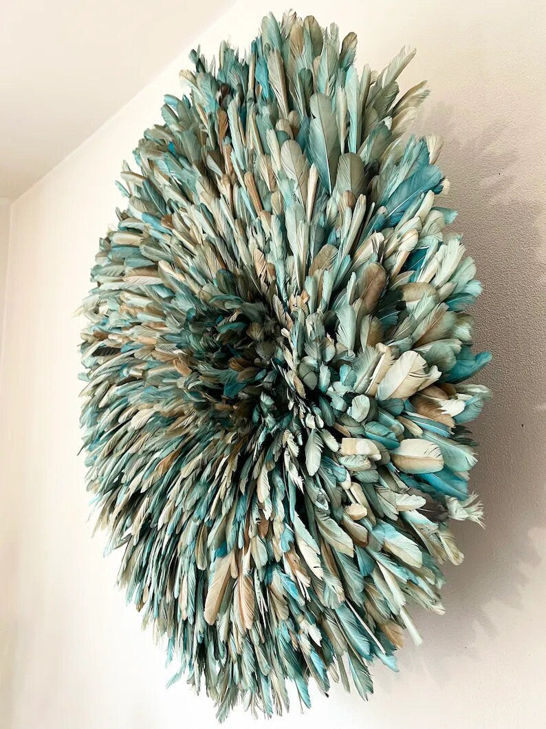 Juju hat petrol green| Bamileke juju hat| Tan juju hat| Tyn hat| Interior decor| Wall decor| Wall hangings| Boho decor| African juju hat