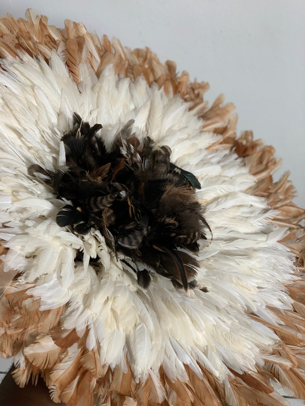 Juju hat tan, white, natural black| Bamileke headdress| Tyn hat| African Interior decor| Boho Wall hangings| feather mandala| Afrohemian