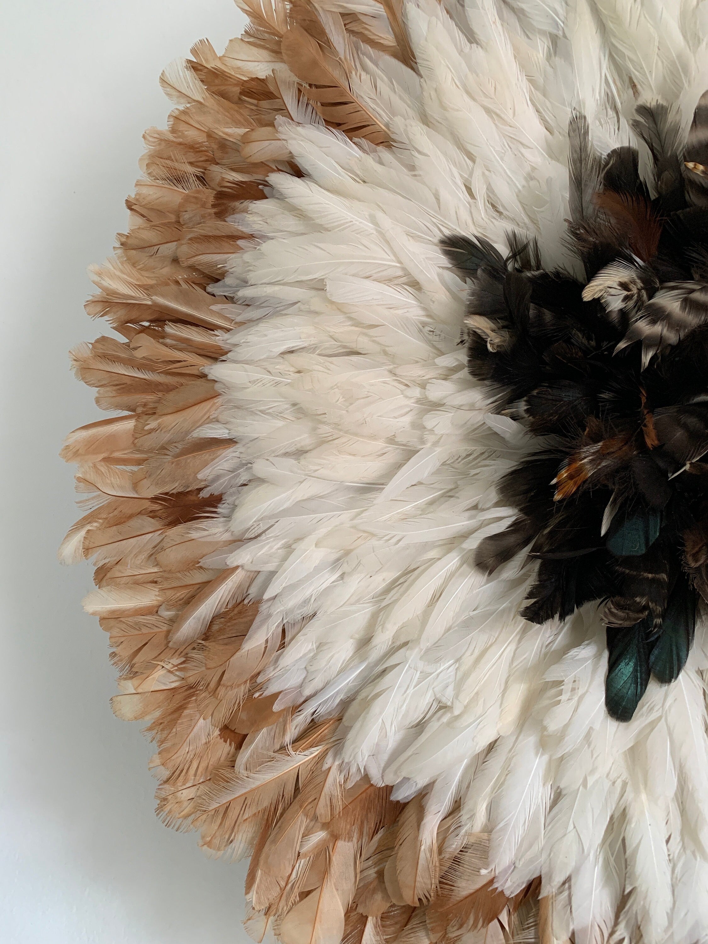 Juju hat tan, white, natural black| Bamileke headdress| Tyn hat| African Interior decor| Boho Wall hangings| feather mandala| Afrohemian