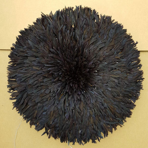 Black juju hat| Wall hangings| Cameroon juju hat| All black feathers wall decor| Handmade African juju hat| Boho wall decor| Tyn hat