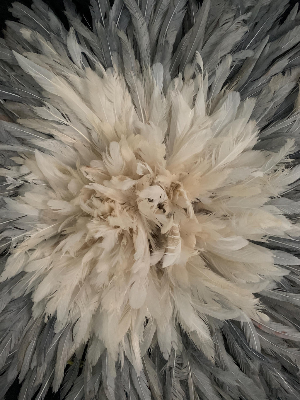 Juju hat Black\Grey\White\Cream wall hangings and decor| Bamileke African Handmade juju Art| home decor| Wreath| Afrohemian| Feather Mandala