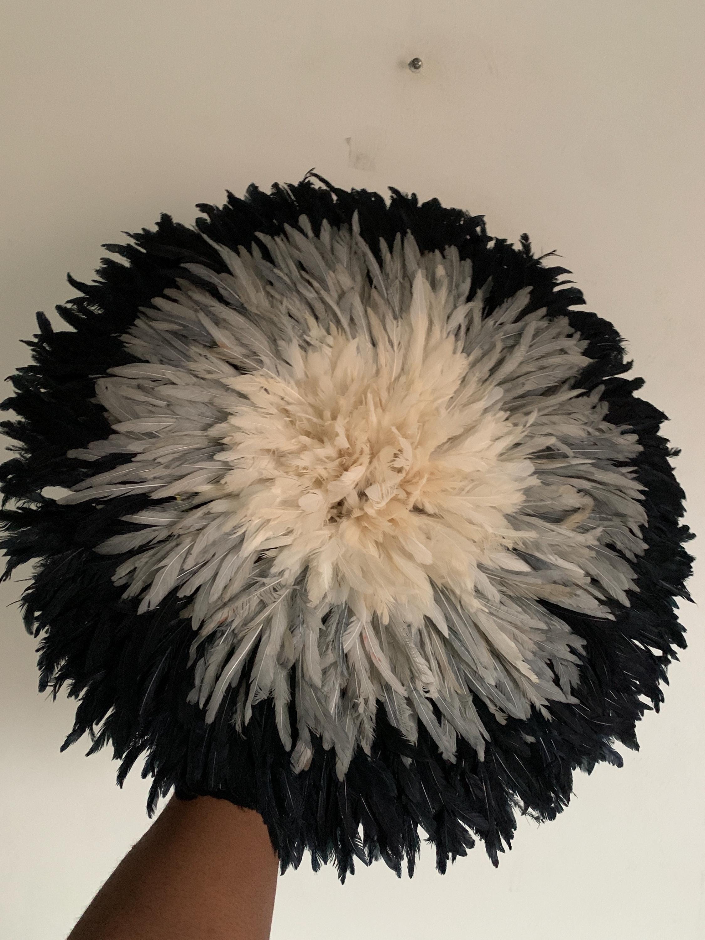 Juju hat Black\Grey\White\Cream wall hangings and decor| Bamileke African Handmade juju Art| home decor| Wreath| Afrohemian| Feather Mandala
