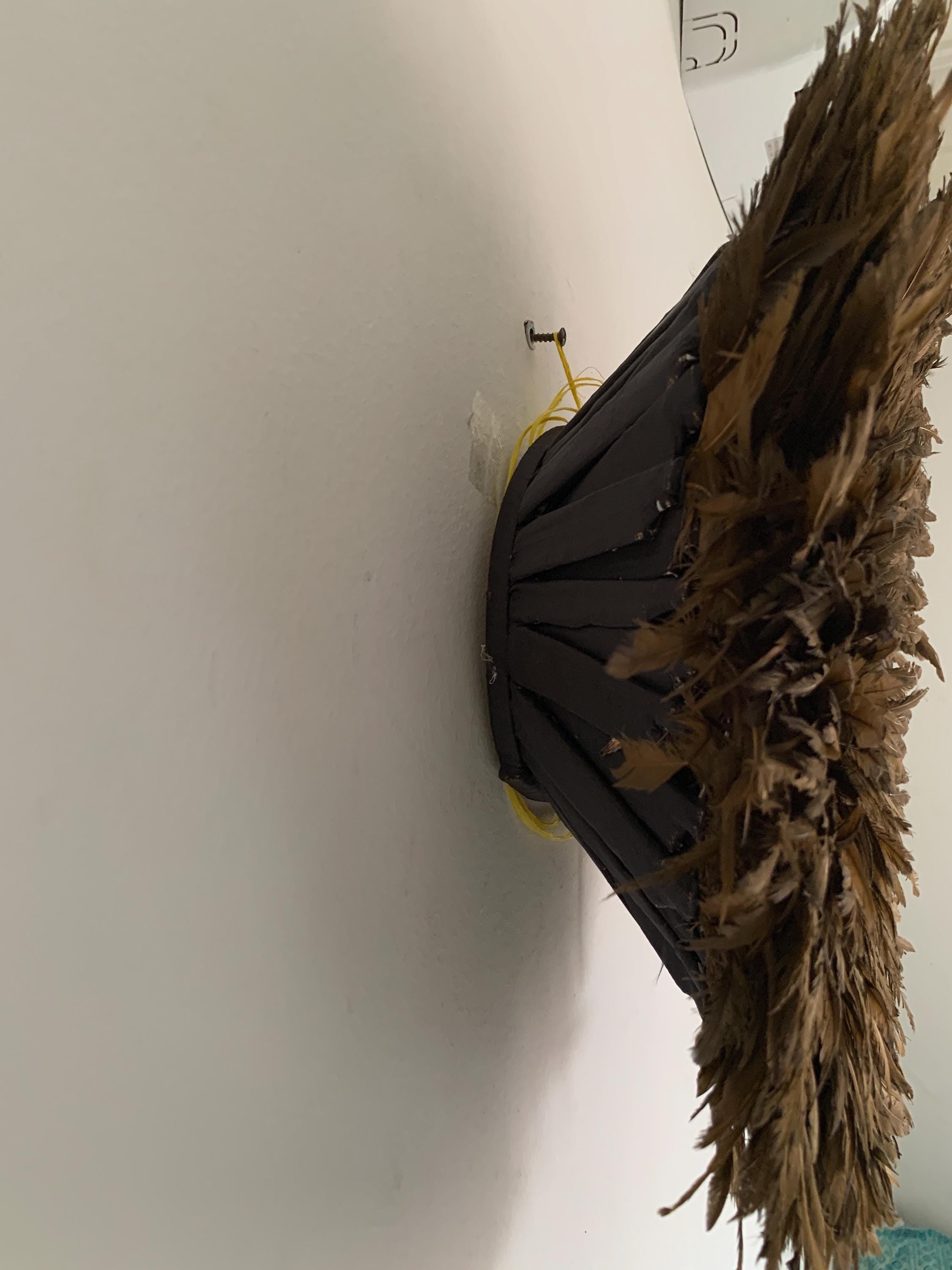 Juju hat Coffee Brown for wall hangings and decor| Bamileke African Handmade juju Art| home decor| Wreath| Feather Mandala| Afrohemian