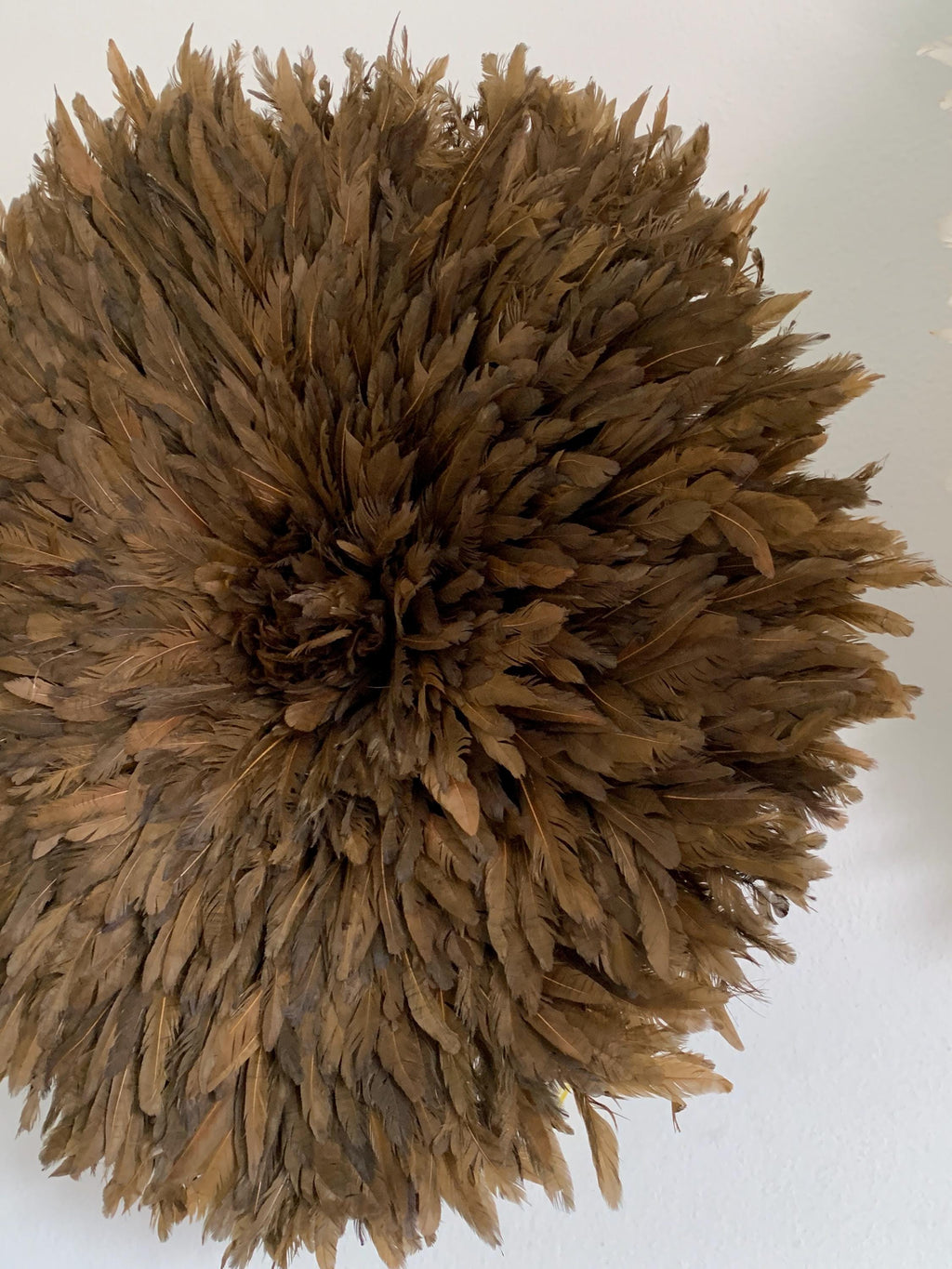 Juju hat Coffee Brown for wall hangings and decor| Bamileke African Handmade juju Art| home decor| Wreath| Feather Mandala| Afrohemian