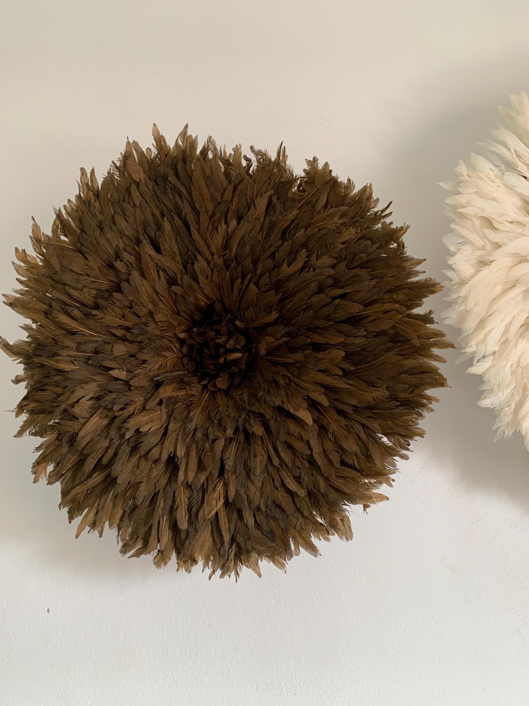 Juju hat set of Coffee Brown\White\Cream| Bamileke juju art Interior decor| Wall decor| Wall hangings| Boho decor| African juju hat| Wreath