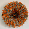 Orange Petrol Green juju hat| African home wall decor| bedroom hangings| Boho living room style| juju art| Bamileke feather mandala| Wreath