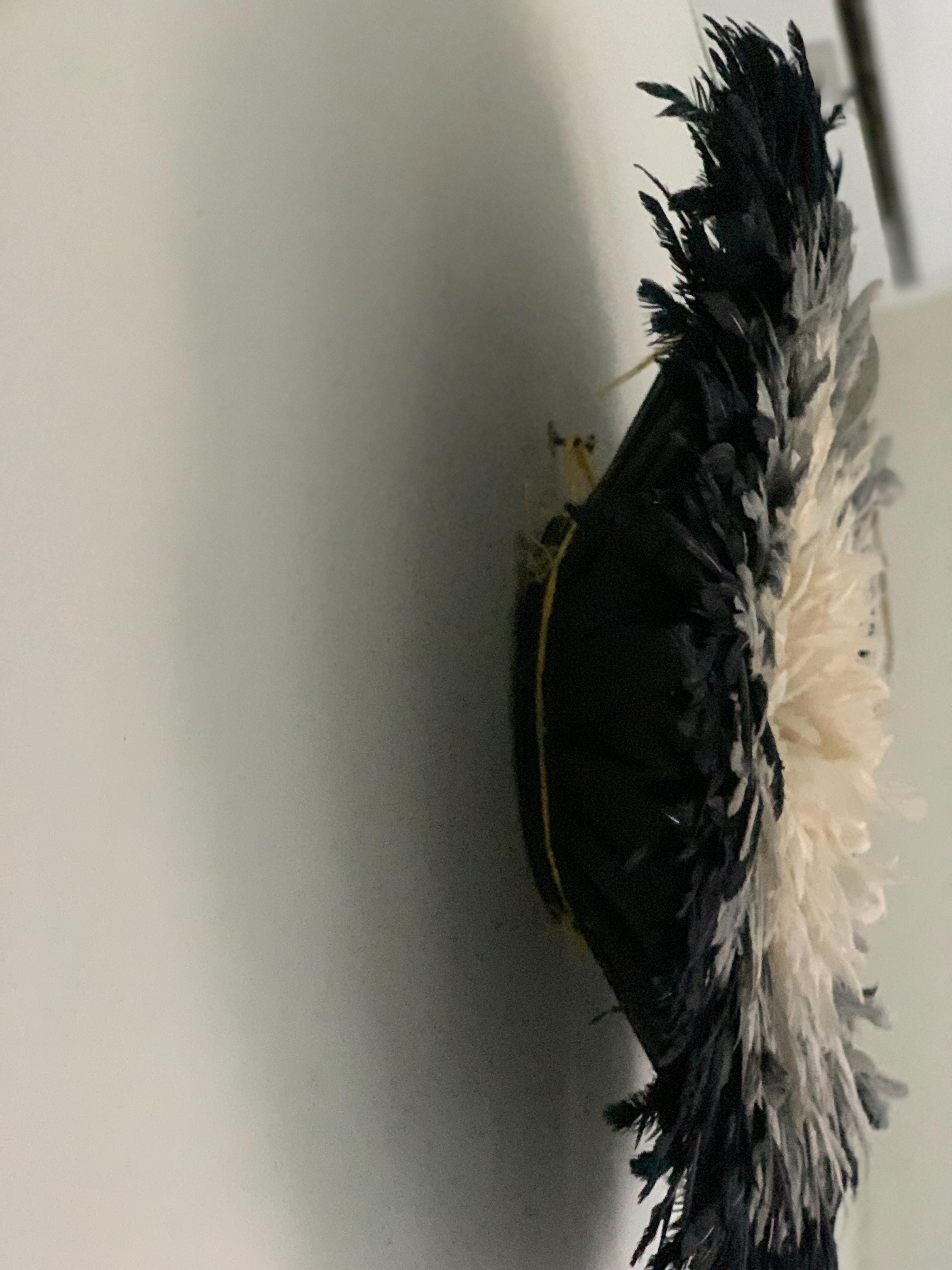 Juju hat Black\Grey\White\Cream wall hangings and decor| Bamileke African Handmade juju Art| home decor| Wreath| Afrohemian| Feather Mandala