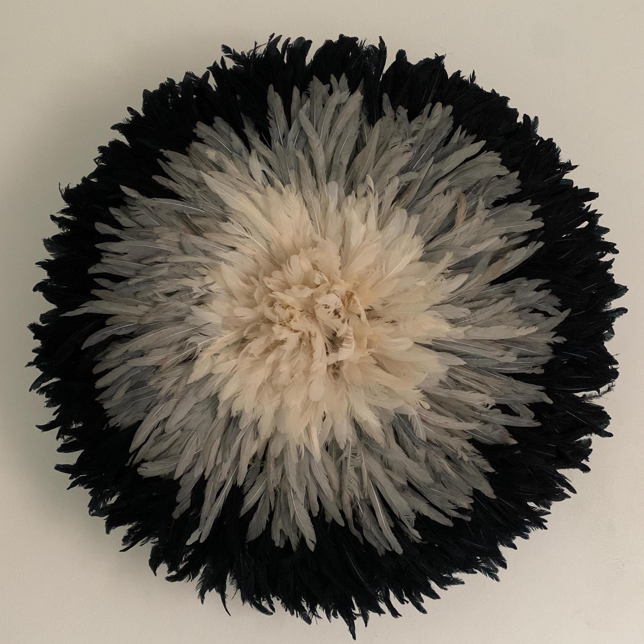 Juju hat Black\Grey\White\Cream wall hangings and decor| Bamileke African Handmade juju Art| home decor| Wreath| Afrohemian| Feather Mandala