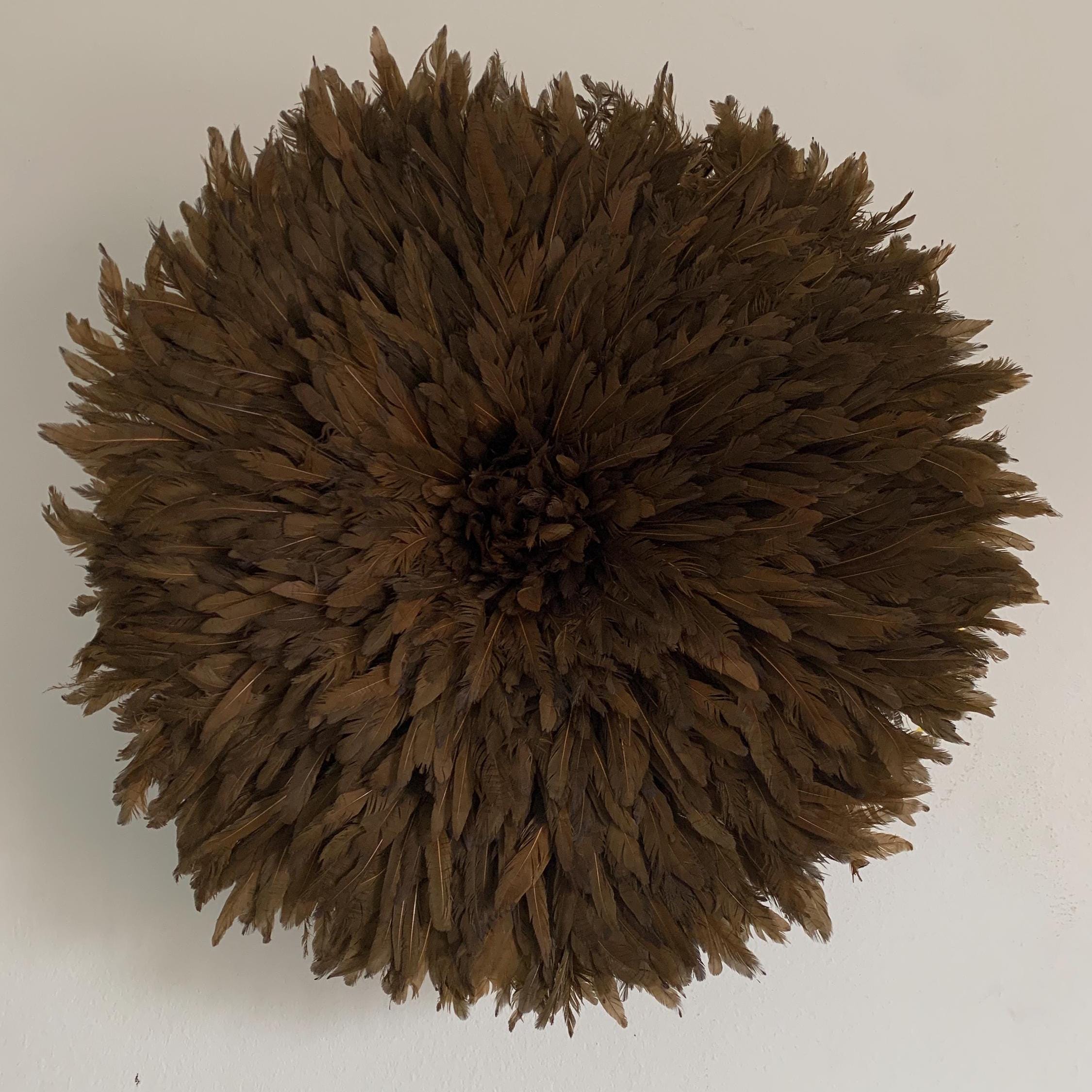 Juju hat Coffee Brown for wall hangings and decor| Bamileke African Handmade juju Art| home decor| Wreath| Feather Mandala| Afrohemian