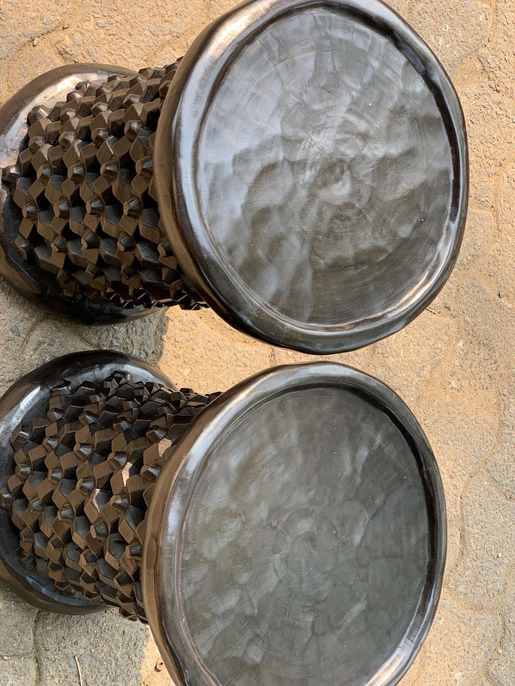 Tall Bamileke stools set of 2 in black|Coffee tables for interior and outdoor decor| African Living room furnitures| Home decor| Side tables