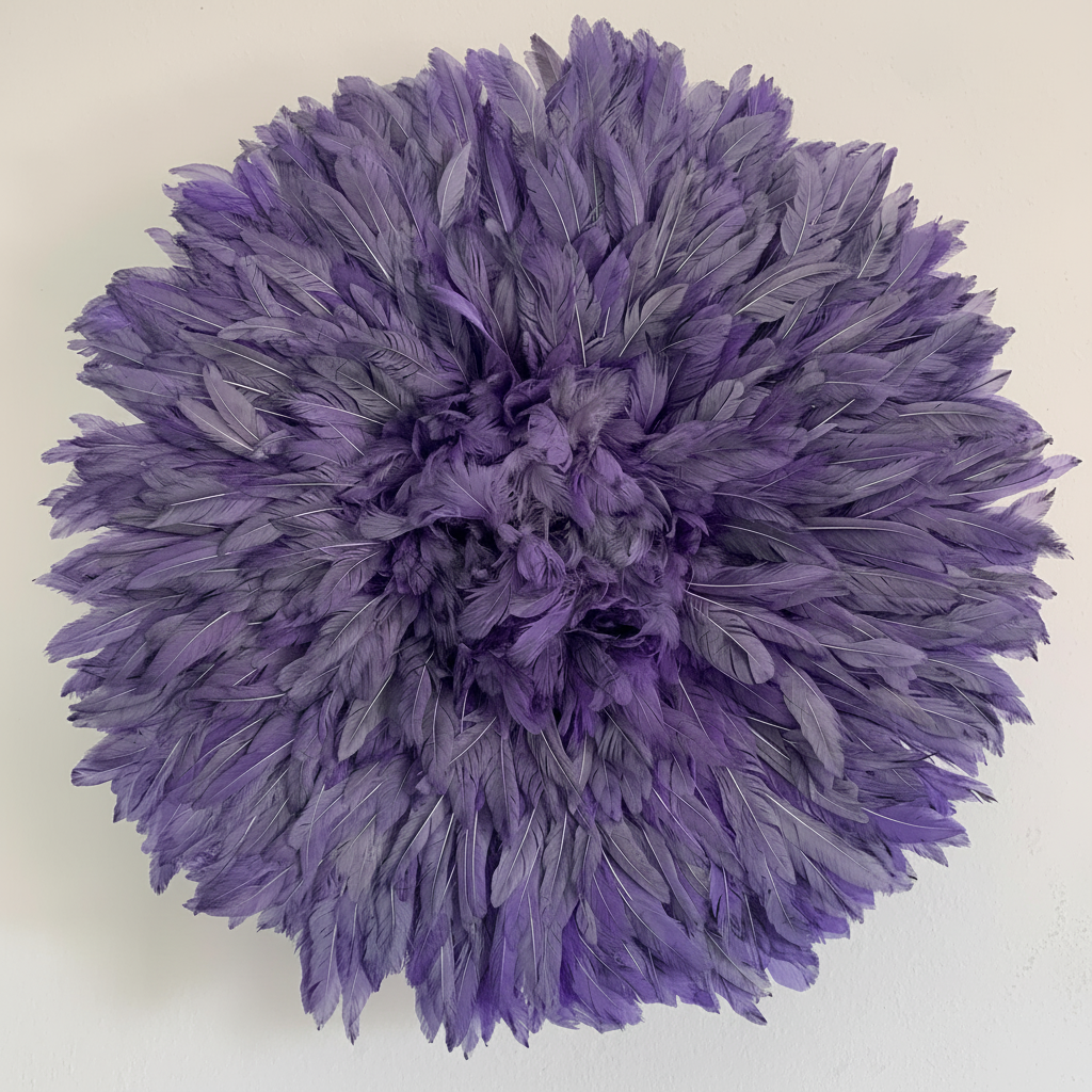 Purplish Gray juju hat| African home wall decor| bedroom hangings| Boho living room style| juju art| Bamileke feather hat tyn| Afrohemian