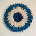 Royal Blue\White\Cream juju hat| African home wall decor| bedroom hangings| Boho living room style| juju art| Bamileke feather hat| Wreath