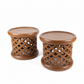 Bamileke stools set of 2 in brown| Coffee tables for interior and outdoor decor| African Living room furnitures| Home decor| Side tables|