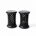 Tall Bamileke stools set of 2 in black|Coffee tables for interior and outdoor decor| African Living room furnitures| Home decor| Side tables